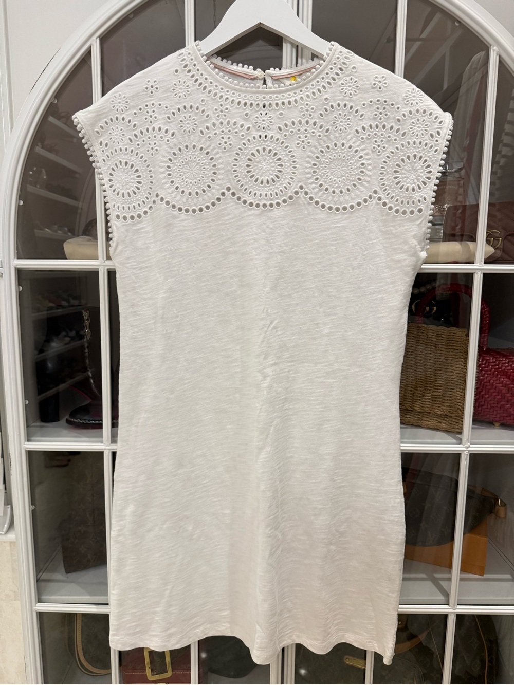 Boden White Eyelet Cap Sleeve Dress/Cover-up